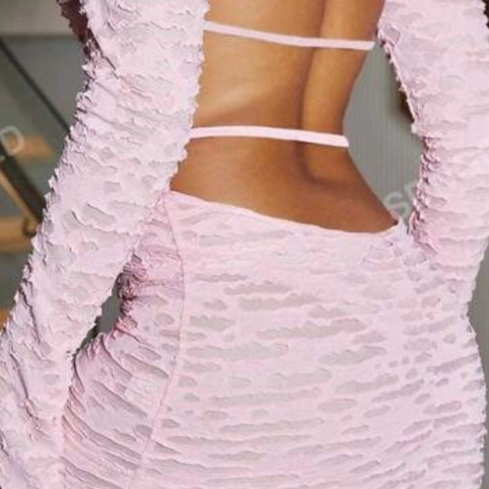 SHEIN• Off Shoulder Cut Out Waist open back Ruffled look Bodycon Dress XS - Picture 2 of 8